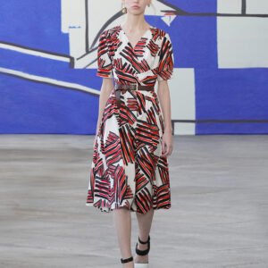 MARYLING V-Neck Puffed Sleeves Dress