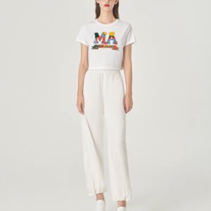 MARYLING White Embroidered Short T-Shirt