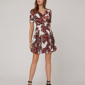 MARYLING V-Neck Brushstroke Print Dress