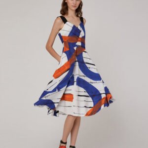 MARYLING V-Neck Wide Shoulder A-Line Dress