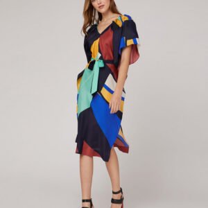 MARYLING V-neck ruffled sleeves dress