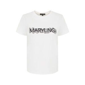 MARYLING Round Neck Short Sleeve Hand-Lettered Logo T-Shirt