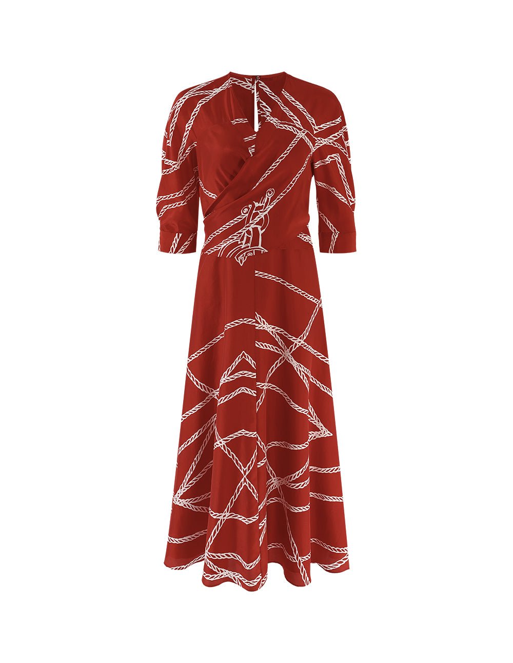 MARYLING Red white v-neck rope print dress - Image 2