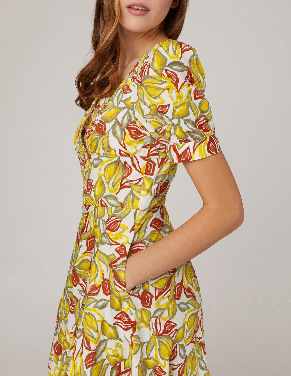 MARYLING Deep V Neck High Waist Puff Sleeves Dress - Image 3