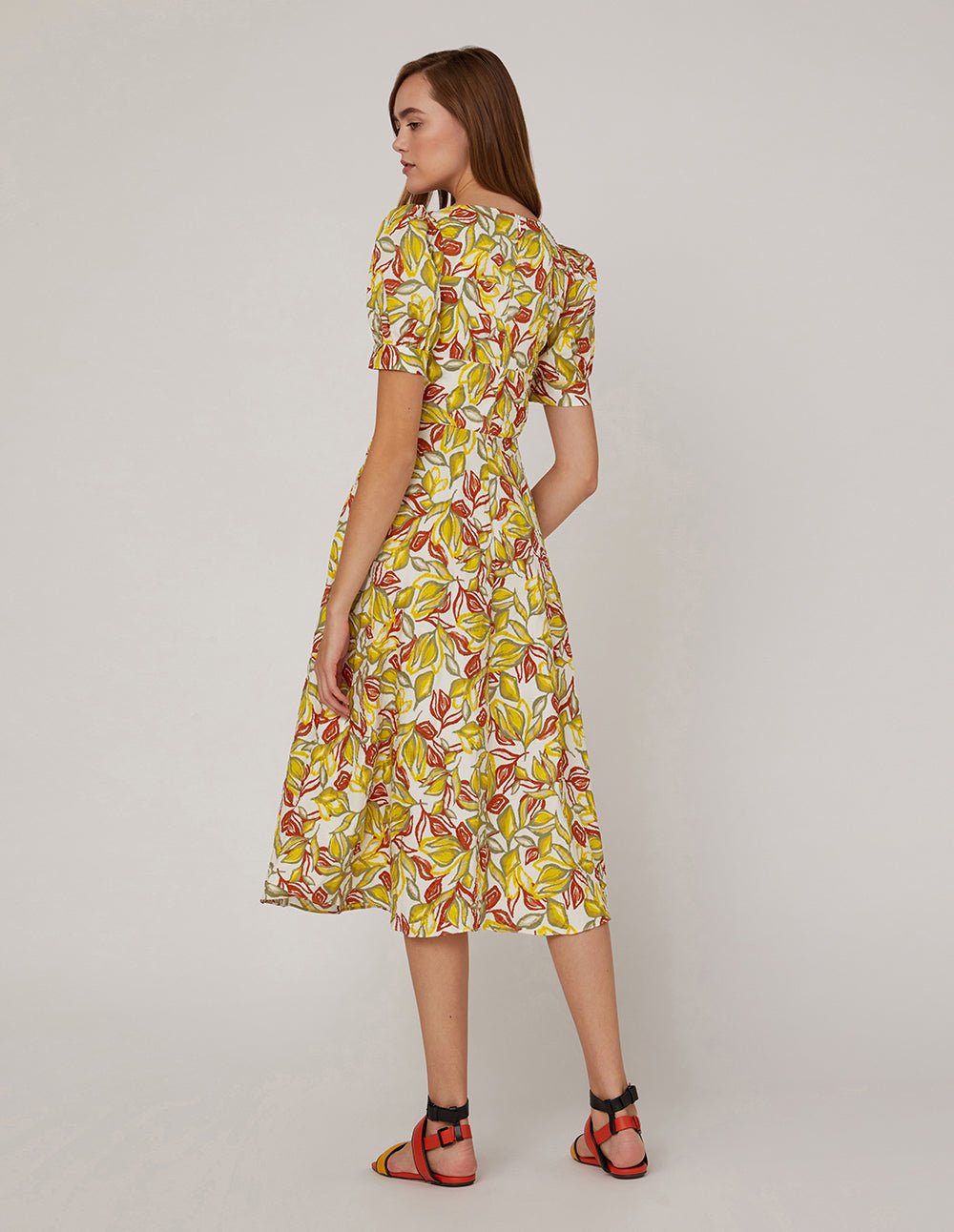 MARYLING Deep V Neck High Waist Puff Sleeves Dress - Image 5