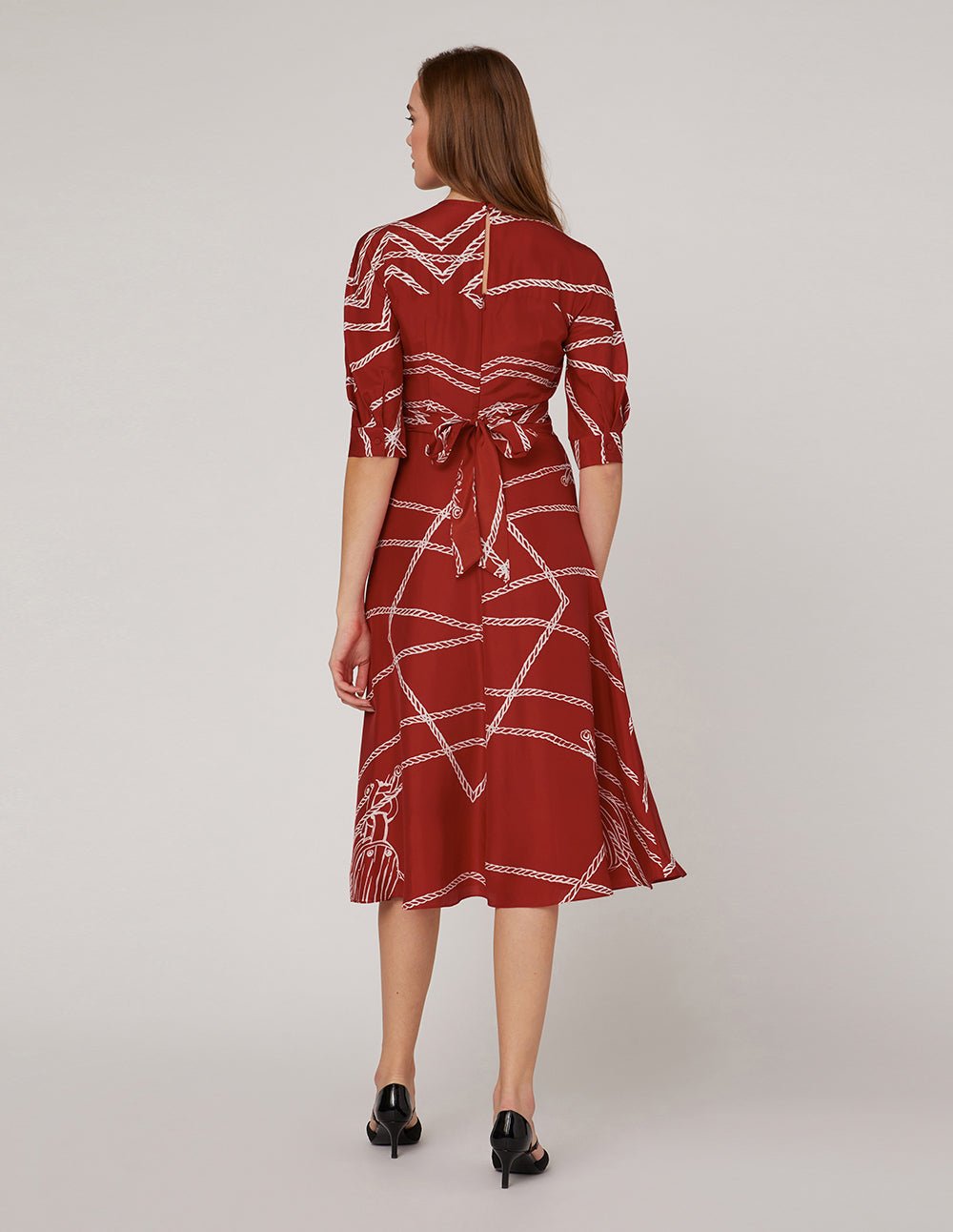 MARYLING Red white v-neck rope print dress - Image 5